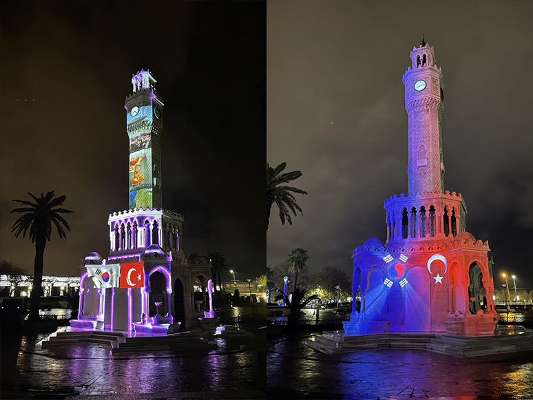 Kore Kültür Merkezi'nin 10. Yılı Nedeniyle İzmir'de Video Mapping Gösterisi Yapıldı