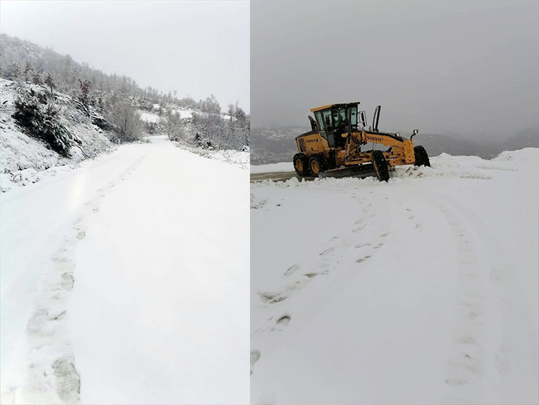 Kar Yağışı Etkili Olan Kiraz'da Kar Küreme Çalışmaları Başlatıldı